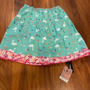NWT Size 7-8 Lilly & Sid Swan Turquoise Reversible Skirt